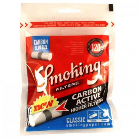 Фильтры для самокруток Smoking Slim 120*10 угольные (carbon active)
